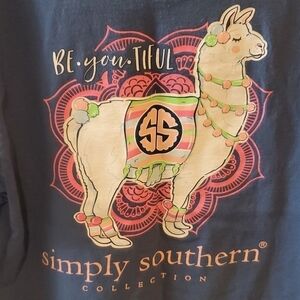 Simply Southern blue SS lama Tee shirt  Medium preowned
